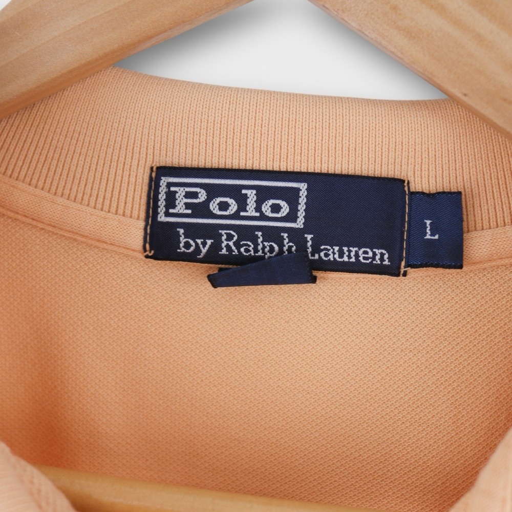 Polo Ralph Lauren Men's Polo Shirt Size Large Peach Orange Pastel Pocket Logo - Picture 4 of 4
